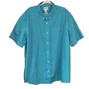 L.L. Bean‎ aqua traditional fit Regular check short sleeve button down. Size XXL